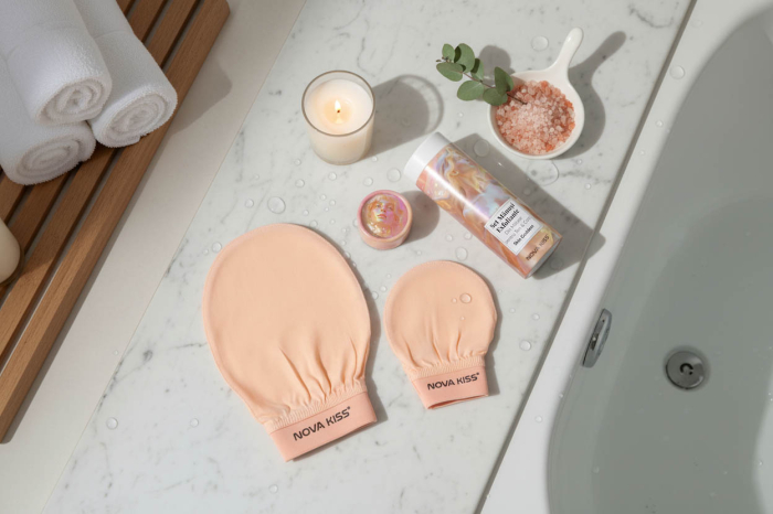 Set Manusi Exfoliante din Matase pentru Ten & Corp, Skin Goddess NOVA KISS®-big