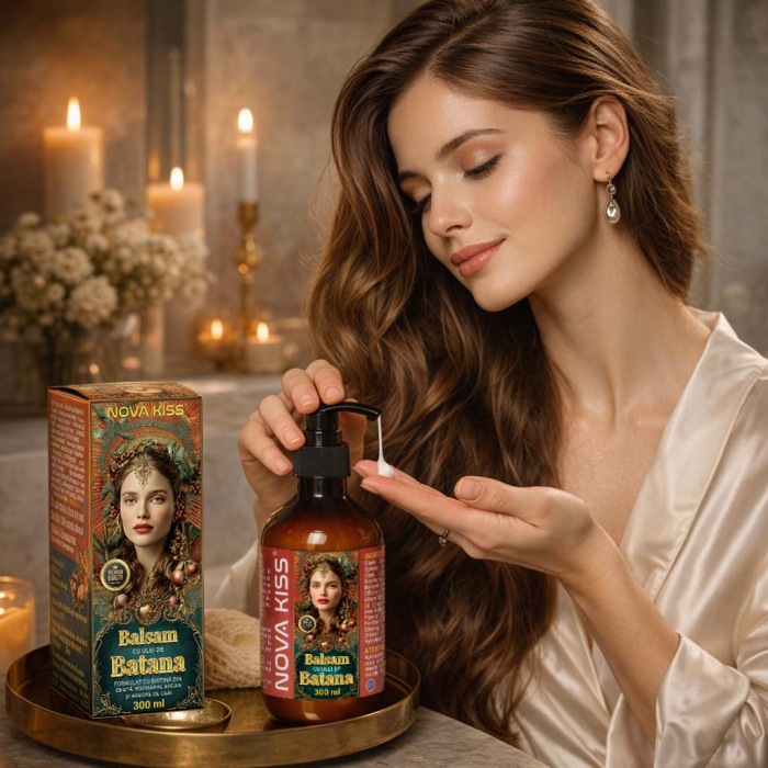 Balsam de Par cu Ulei de Batana pentru Cresterea si Regenerarea Parului NOVA KISS®, Premium, 300 ml-big