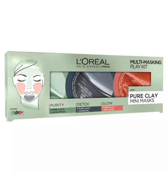Kit 3 Masti pentru Ten L Oreal 3 Pure Clays Multi-Masking Face Mask Play Kit, 3 x 10 ml