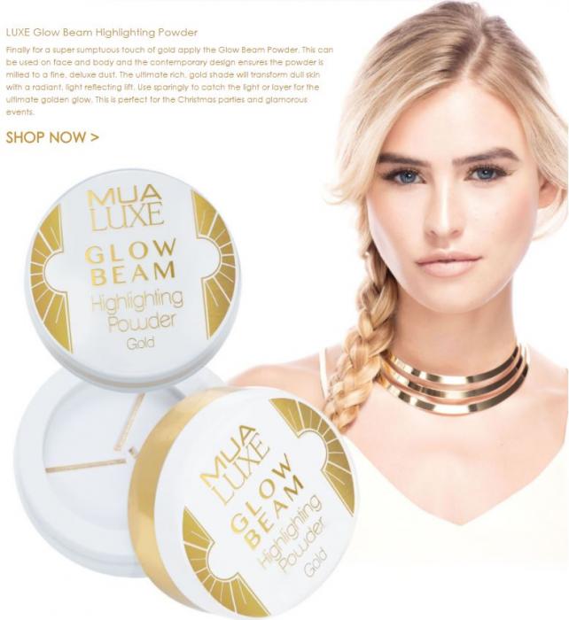 Pudra iluminatoare aurie Luxe Glow Beam Highlighting Powder MUA Makeup Academy Professional, Gold-big
