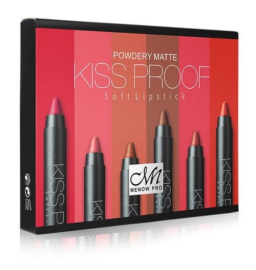 Set Cadou MENOW Pro Kiss Proof Powdery Matte, 6 C Rujuri Mate Rezistente la Transfer