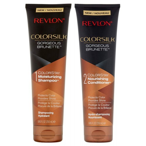 Pachet Sampon si Balsam pentru parul brunet REVLON Colorsilk Gorgeous Brunette, 2 x 250 ml