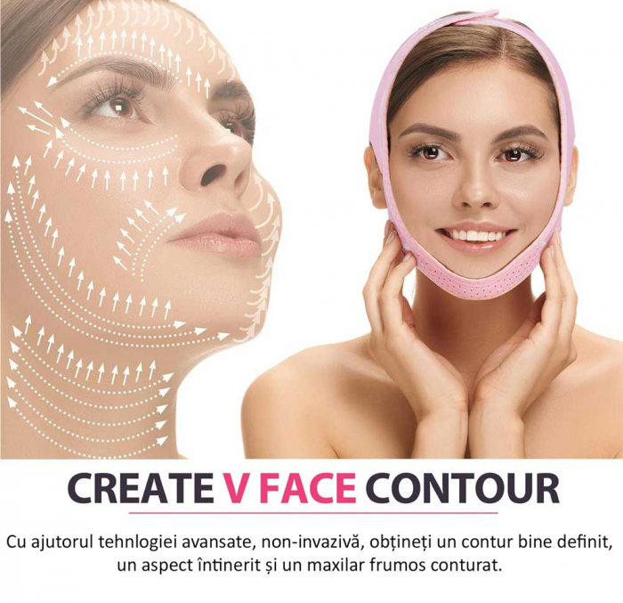 Bandaj Facial Premium pentru Reducerea Barbiei Duble, Lifting Facial, V-Line, Non-Invaziv-big