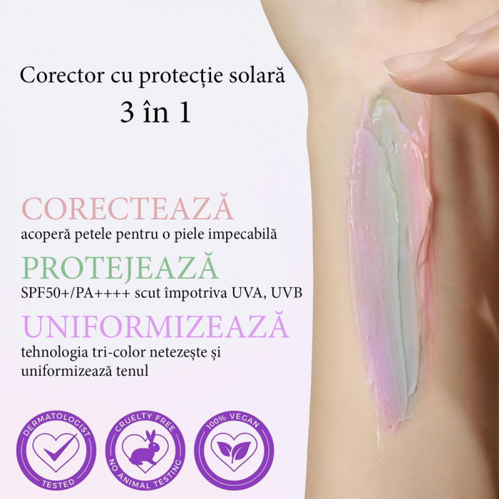 Bază de Machiaj Multifuncțională 3 în 1 cu SPF 50 – Corector de Ton, Hidratant și Matifiant-big