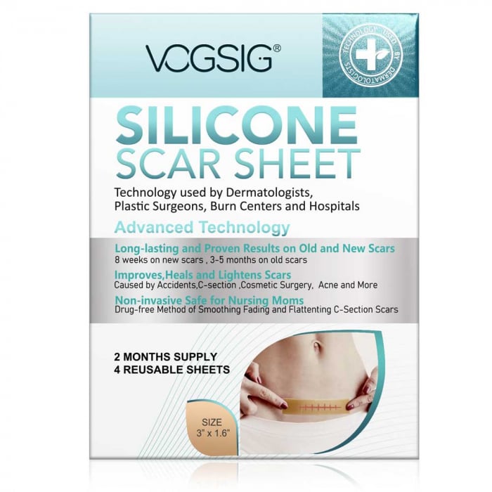 Benzi Premium din Silicon Medical pentru Cicatrici, 4 buc reutilizabile, 8 cm x 4 cm-big