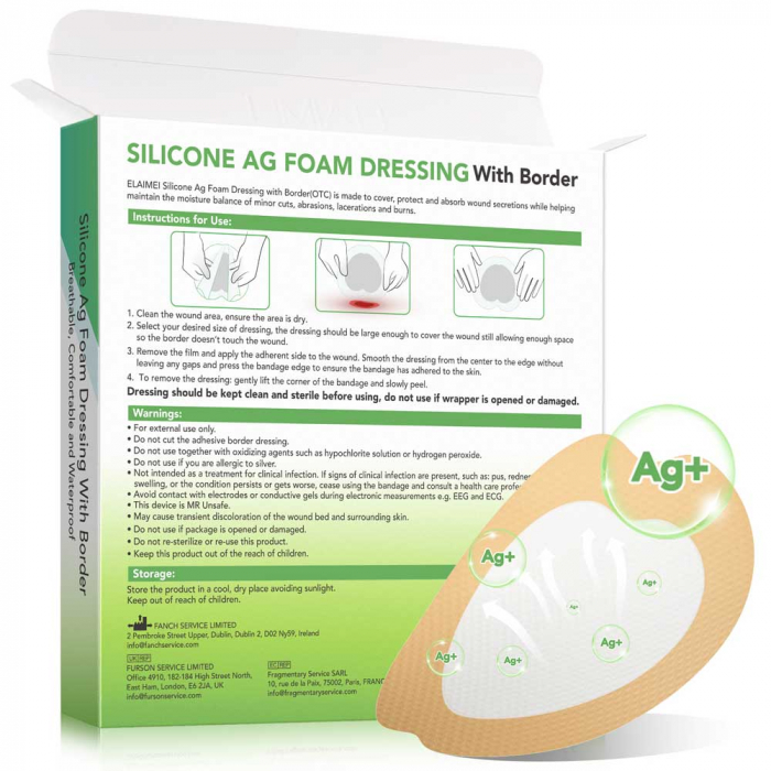 Set 5 Pansamente cu argint si silicon, din spuma absorbanta, cu margine adeziva, 18 x 18 cm -big