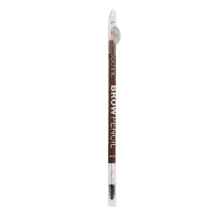 Creion de sprancene Technic Brow Pencil cu ascutitoare si periuta, Brown-big