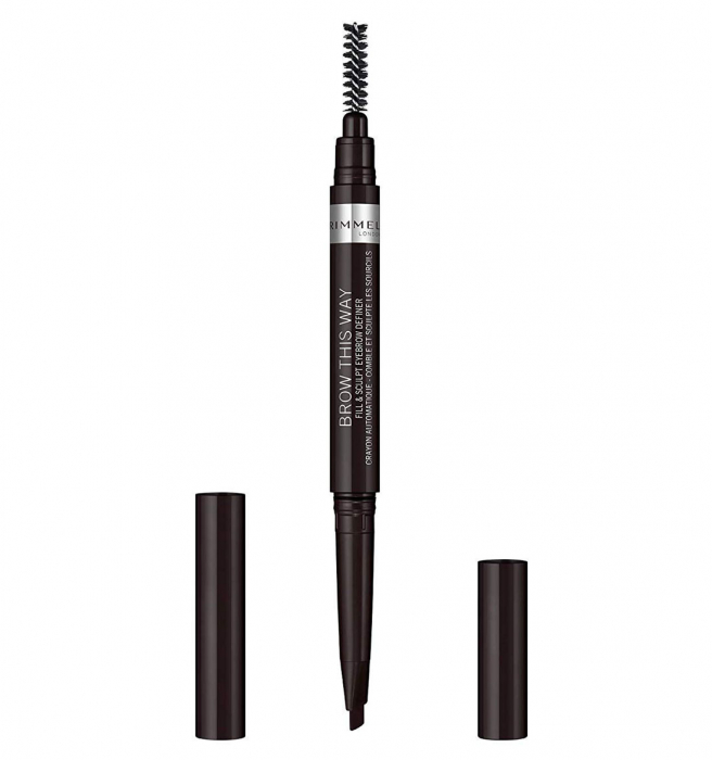 Creion pentru sprancene automatic Rimmel London Brow This Way Fill Sculpt, 004 Soft Black