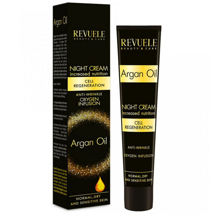 Crema anti-rid de noapte cu ulei de argan REVUELE Cell Regeneration, Oxygen Infusion, 50 ml-big