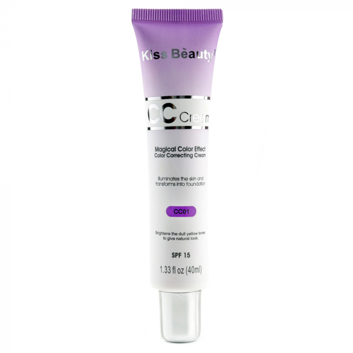 Crema corectoare neutralizatoare anti-pete, Kiss Beauty CC Cream Magical Color Effect, SPF 15, CC01, 40 ml