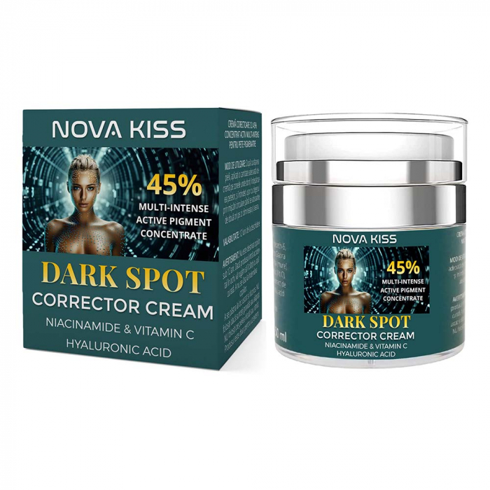 Crema Corectoare cu 45% Concentrat Activ Multi-Intens pentru Pete Pigmentare cu Niacinamide, Vitamina C si Acid Hialuronic, NOVA KISS® Dark Spot, 50 ml-big