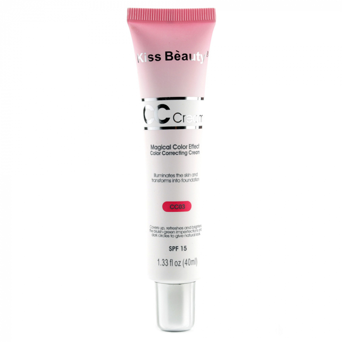 Crema corectoare iluminatoare, Kiss Beauty CC Cream Magical Color Effect, SPF 15, CC03, 40 ml