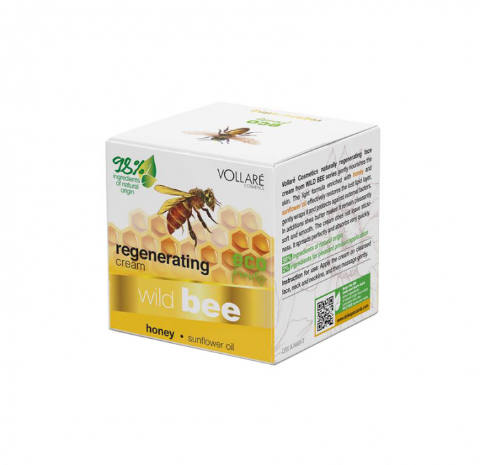 Crema regeneratoare Albina Salbatica, 98% Ingrediente Naturale, VOLLARE cu unt de shea si miere, 50 ml