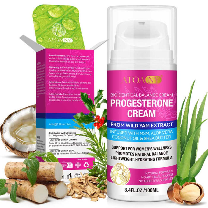 Crema cu Progesteron Bioidentic Natural din Ignama Salbatica, Echilibru Hormonal pentru Femei, cu MSM si Aloe, 100 ml-big