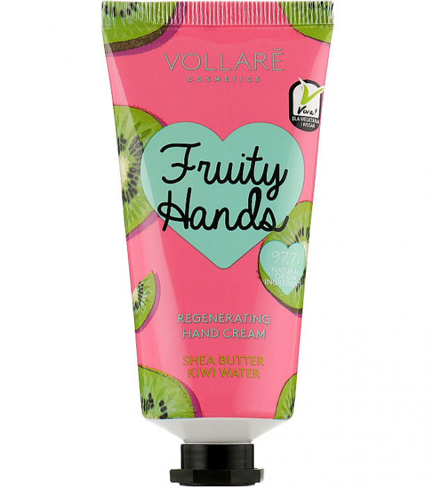 Crema de maini hidratanta cu extract de Kiwi si Unt de Shea, 97.7% Ingrediente Naturale, VOLLARE Fruity Hands, 50 ml-big