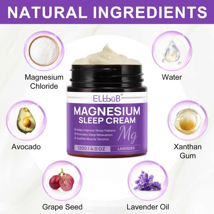 Crema pentru Imbunatatirea Somnului cu Magneziu, Ulei de Lavanda si Avocado, NOVA KISS®, 120 g-big