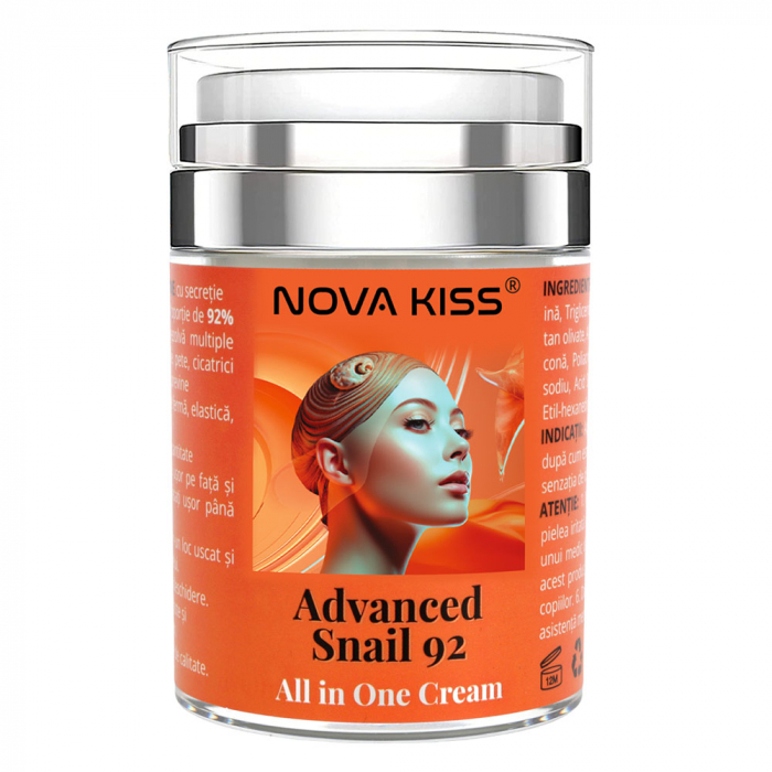 Crema Ten cu 92% Secretie Filtrata De Melc, NOVA KISS   Advanced Snail 92 All In One, 100 g