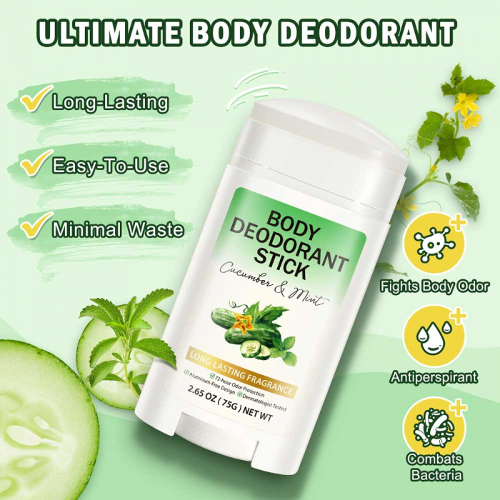 Deodorant Stick fara aluminiu Castravete si Menta, 72h Protectie, Unisex, 75 g-big