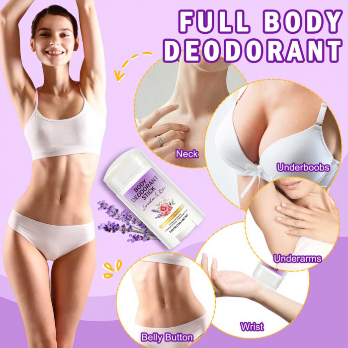 Deodorant Stick fara aluminiu cu Lavanda si Trandafir, 72h Protectie, Unisex, 75 g-big