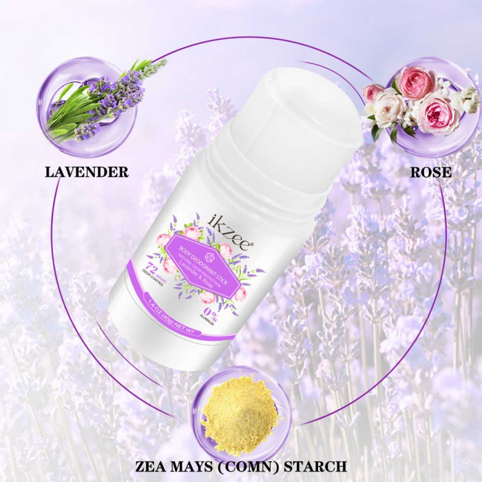 Deodorant Stick fara aluminiu cu Lavanda si Trandafir 72h Protectie, Unisex, 40 g-big