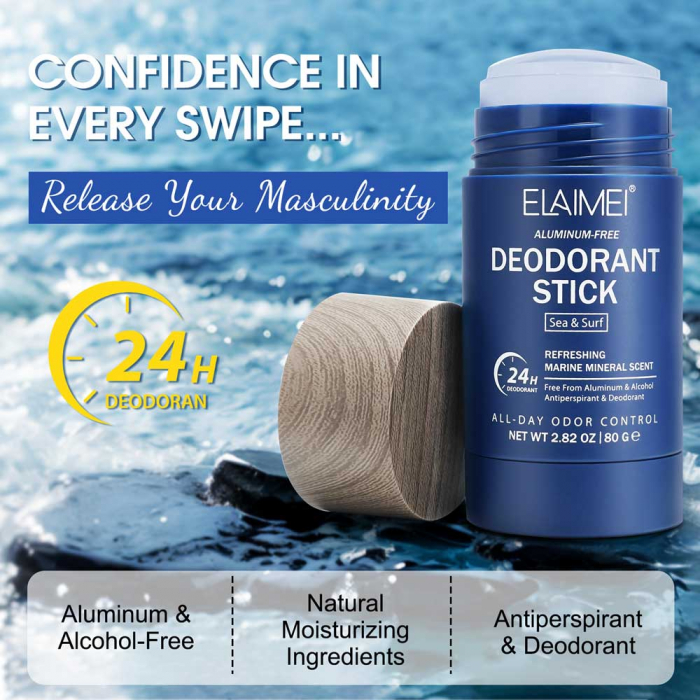 Deodorant Stick fara Aluminiu si fara Alcool, Sea & Surf, 24h Protectie, Barbati, 80 g-big