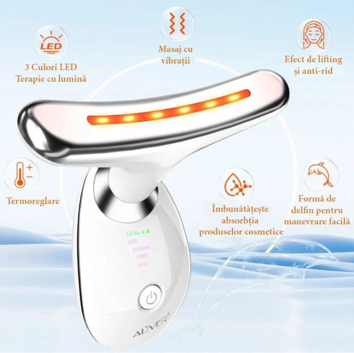 Dispozitiv Facial Profesional Anti-Rid 5 în 1 – LED, EMS, Masaj Termic, Lifting & Rejuvenare-big