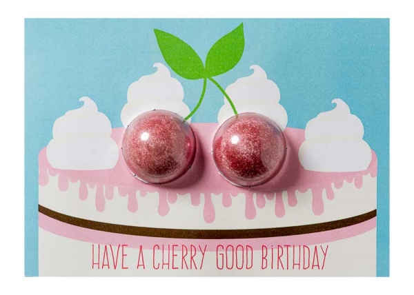 Felicitare cu bila efervescenta Cherry Good Birthday, Bomb Cosmetics