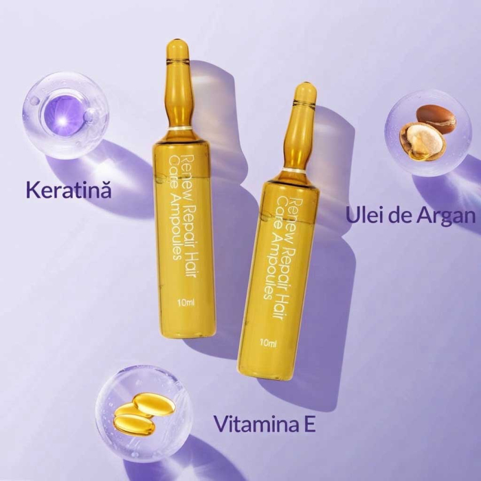 Fiole pentru Par Deteriorat cu Keratina si Argan, Reparatoare si Regeneratoare, 10ml x 10-big