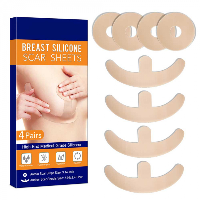 Folii Premium din Silicon Medical pentru Cicatrici Mamare, Reutilizabile, 4 Perechi, NOVA KISS