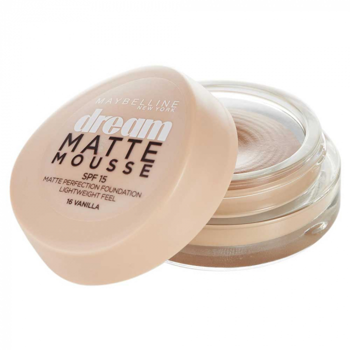 Fond de ten cu efect matifiant Maybelline New York Dream Mat Mousse SPF15, 16 Vanilla, 18 ml