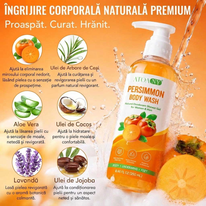 Gel de Dus cu Extract de Kaki impotriva Mirosului Neplacut al Corpului, 250 ml-big
