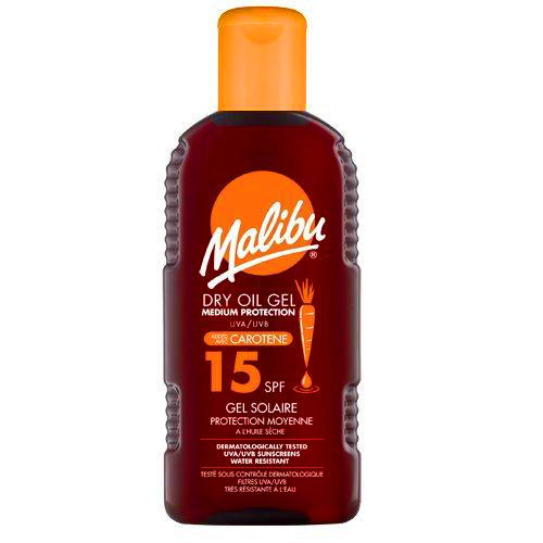 Gel De Plaja MALIBU Bronzing Dry Oil Gel cu Caroten, UVA UVB, SPF15, 200 ml