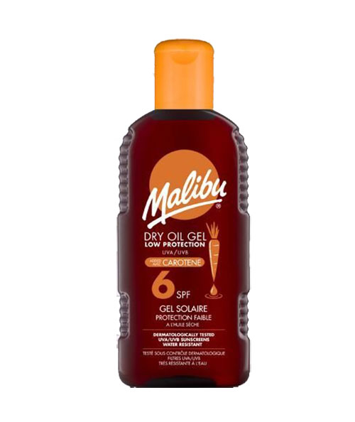 Gel De Plaja MALIBU Bronzing Dry Oil Gel cu Caroten, UVA UVB, SPF6, 200 ml