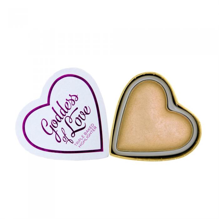 Iluminator Makeup Revolution I Heart Makeup Blushing Hearts Baked Highlighter - Golden Goddess, 10g