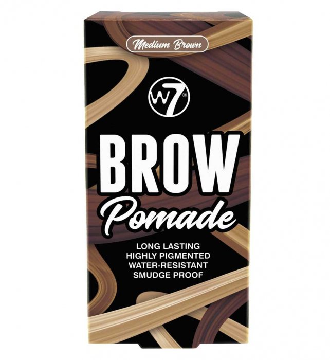 Kit cu Gel pentru Sprancene si Pensula dubla, W7 Brow Pomade, Medium Brown, 4.25 g-big