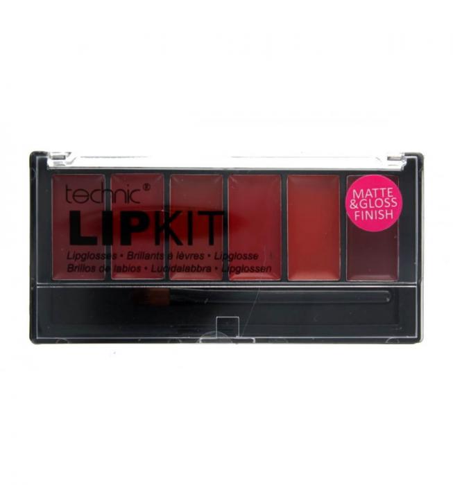 Kit cu 6 Nuante MATE de Ruj si Gloss TECHNIC Lip Kit - Scarlet Fever