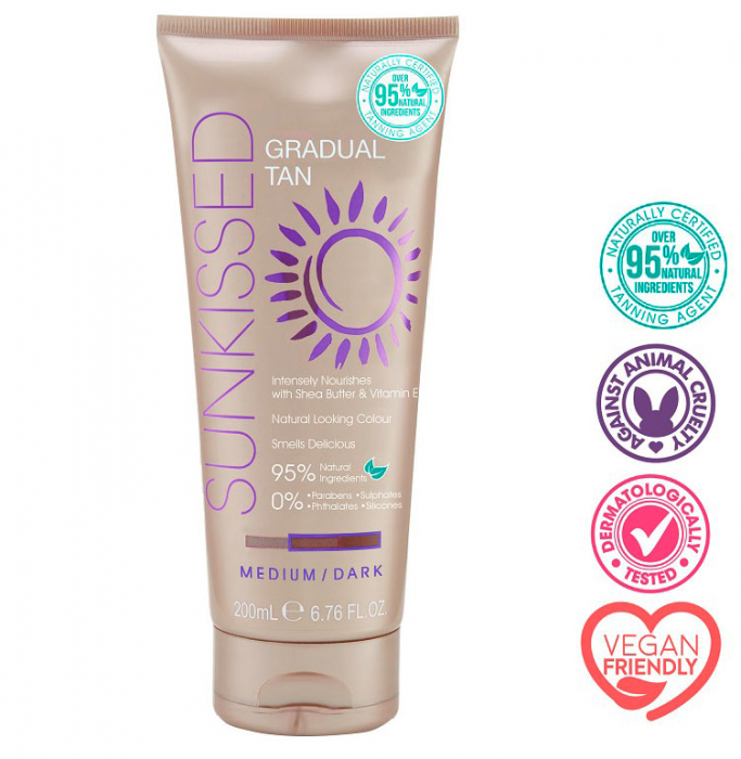 Lotiune Autobronzanta Profesionala SUNKISSED Gradual Tan, 95% Ingrediente Naturale, Medium/Dark, 200 ml-big