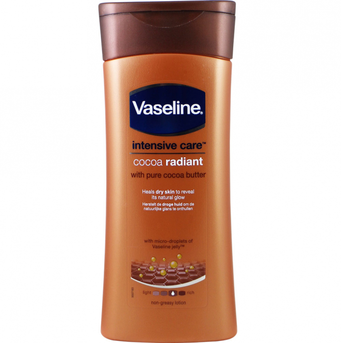 Lotiune de corp pentru piele uscata cu Unt de Cacao pur Vaseline Intensive Care Cocoa Radiant, 400 ml