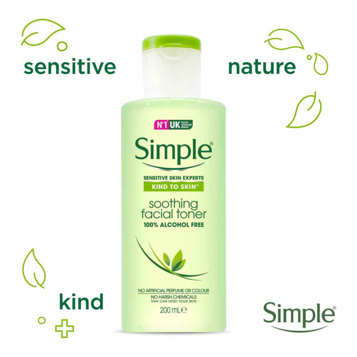 Lotiune tonica pentru ten sensibil, Simple Soothing Facial Toner, fara alcool, 200 ml-big