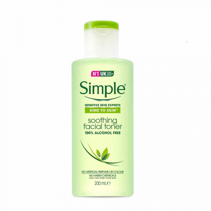 Lotiune tonica pentru ten sensibil, Simple Soothing Facial Toner, fara alcool, 200 ml