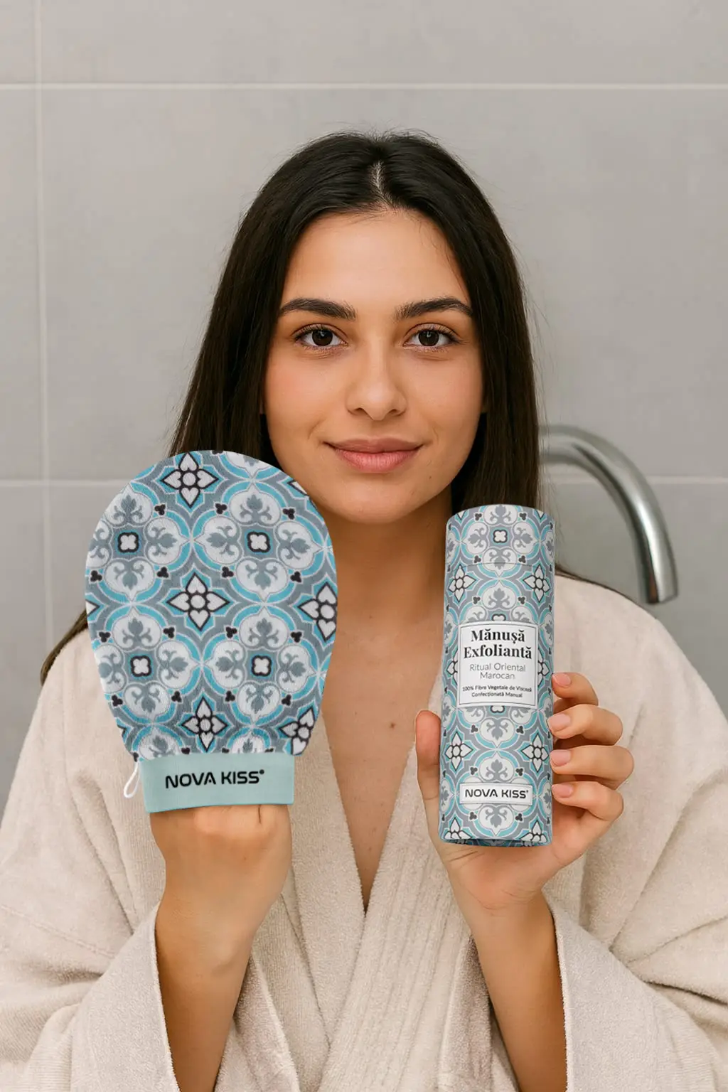 Mănușă Exfoliantă Premium, Ritual Oriental Marocan, Confecționată Manual, NOVA KISS®-big