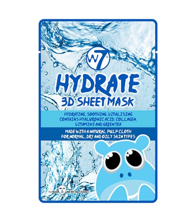 Masca Hidratanta cu Acid Hialuronic, Colagen si Ceai verde W7 Hydrate 3D Sheet Mask, 18 g-big