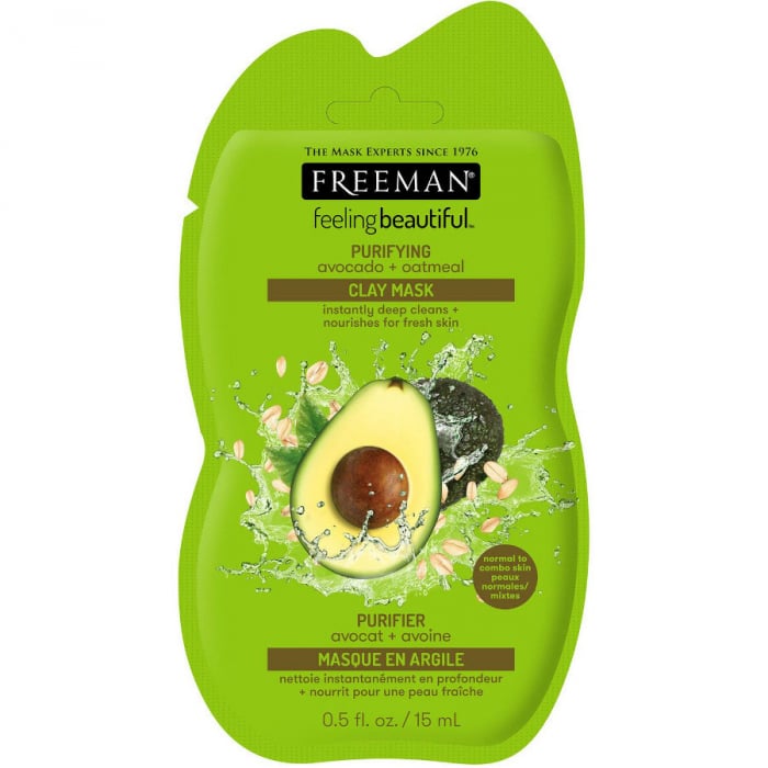 Masca hranitoare si purificatoare FREEMAN Purifying Avocado + Oatmeal Clay Mask, 15 ml FREEMAN imagine noua