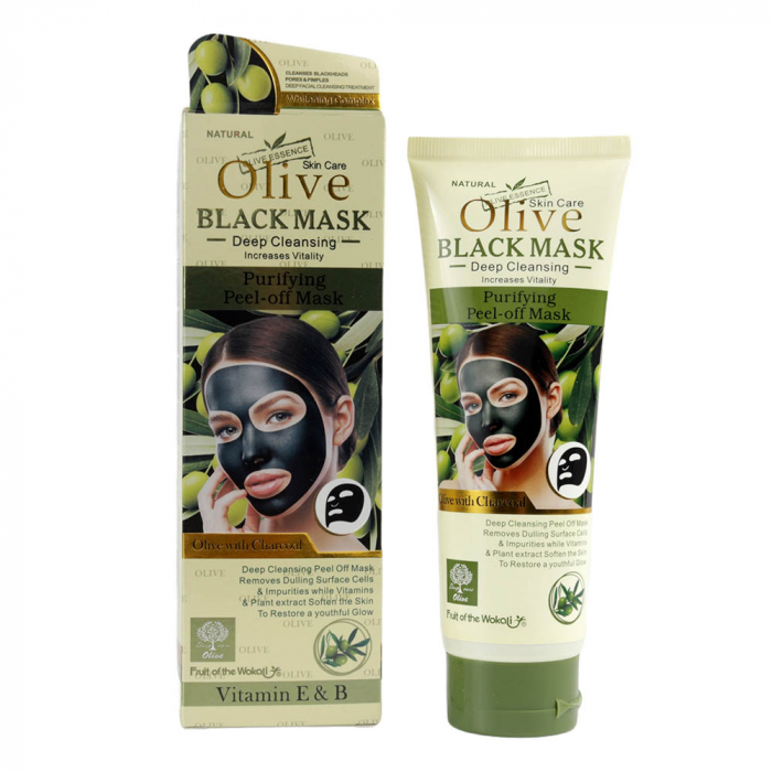 Masca de fata cu Carbune Activ, Masline si Vitamina E & B, Efect Intinerire, Fruit of the Wokali Olive BLACK Mask, 130 ml-big