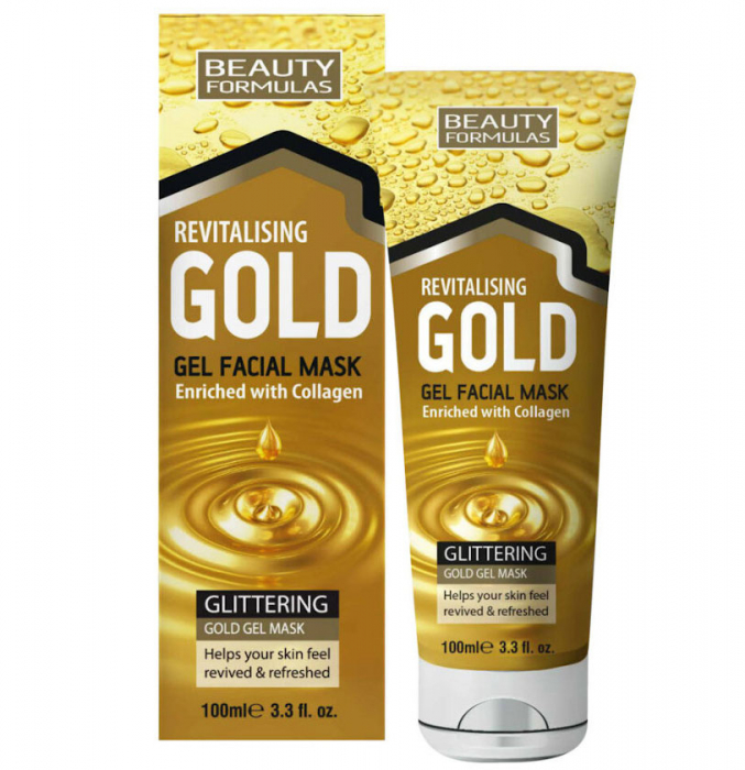 Masca de Fata cu Aur si Colagen BEAUTY FORMULAS, Anti-Rid, Anti-Sebum, 100 ml Beauty Formulas imagine