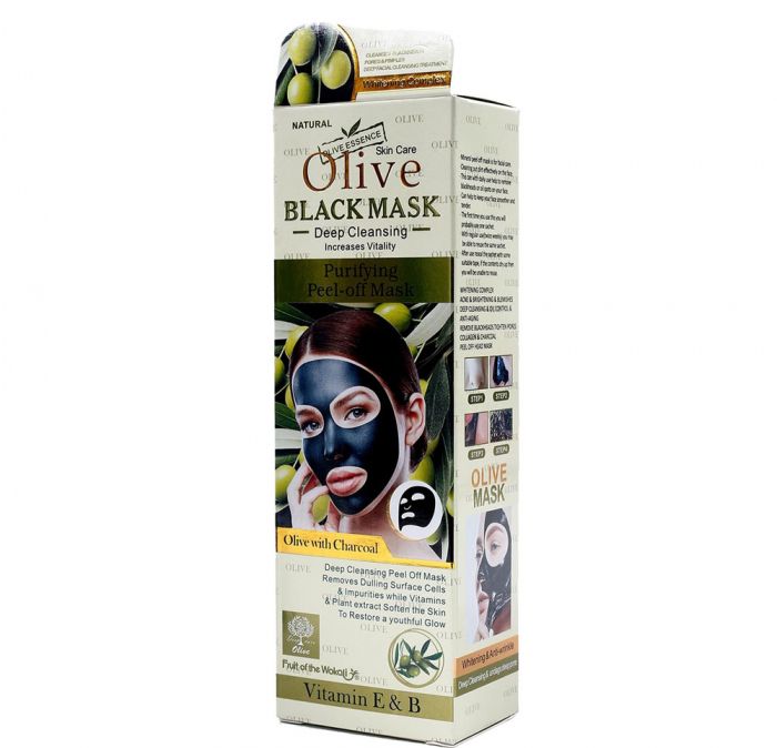 Masca de fata cu Carbune Activ, Masline si Vitamina E & B, Efect Intinerire, Fruit of the Wokali Olive BLACK Mask, 130 ml-big