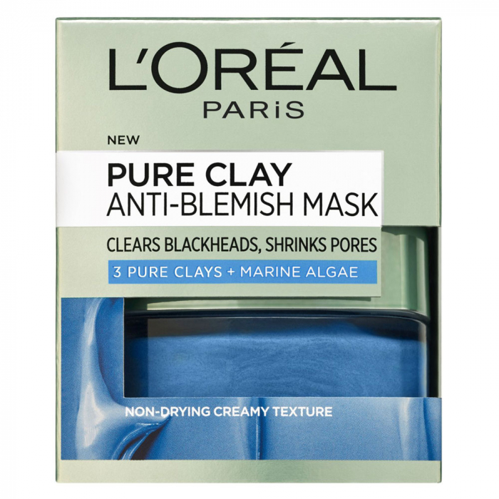 Masca de fata pentru tenul cu imperfectiuni L'Oreal Paris, Pure Clay cu Alge Marine, 15 ml-big