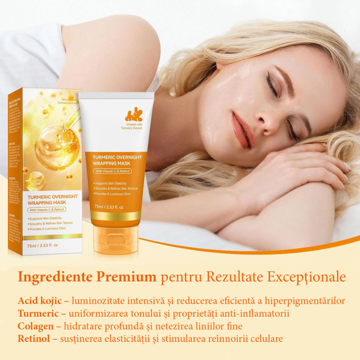 Mască de Noapte cu Acid Kojic și Turmeric, Luminozitate și Regenerare Intensivă, 75 ml-big