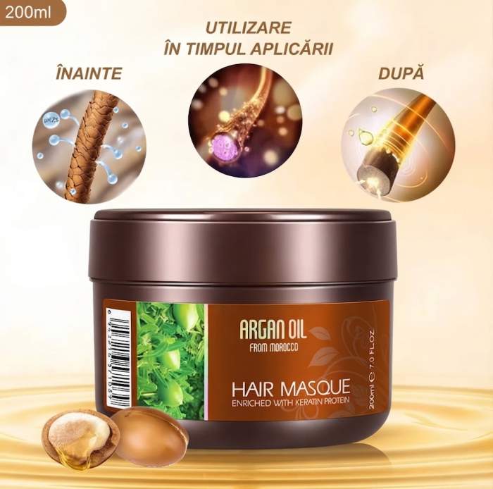 Masca de Par Profesionala cu Ulei de Argan si Extract de Keratina, Regenerare Intensiva, 200 ml-big
