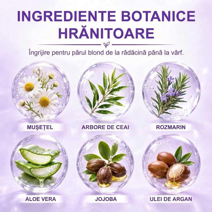 Masca de Par Violet pentru Neutralizarea Tonurilor Galbene cu Ulei de Rozmarin si Argan, 120g-big